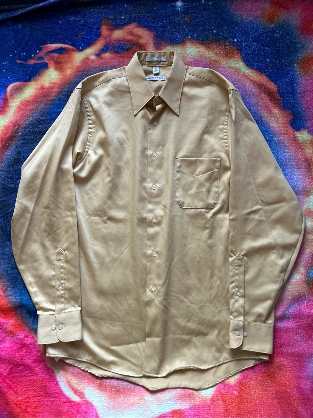 Geoffrey Beene Men's Tan Dress Shirt - Solid Long Sleeve